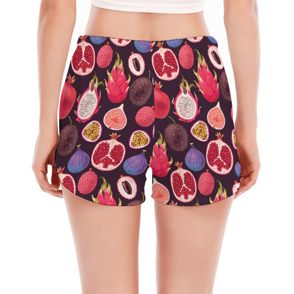 Tropical Summer Fruits Pattern Print Women's Split Running Shorts