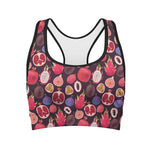 Tropical Summer Fruits Pattern Print Women's Sports Bra