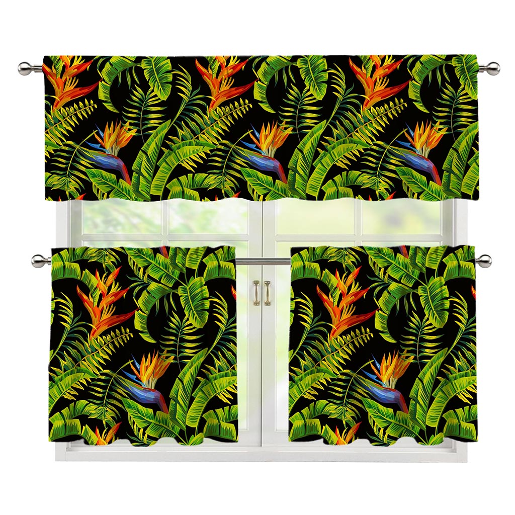Tropical Summer Pattern Print 3 Piece Kitchen Curtains