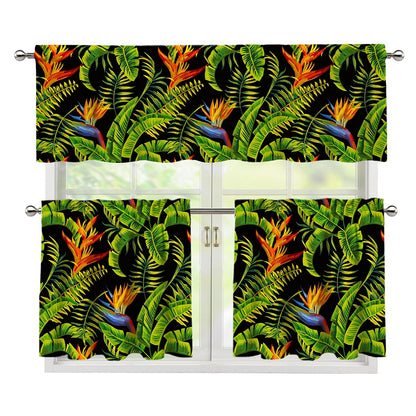 Tropical Summer Pattern Print 3 Piece Kitchen Curtains