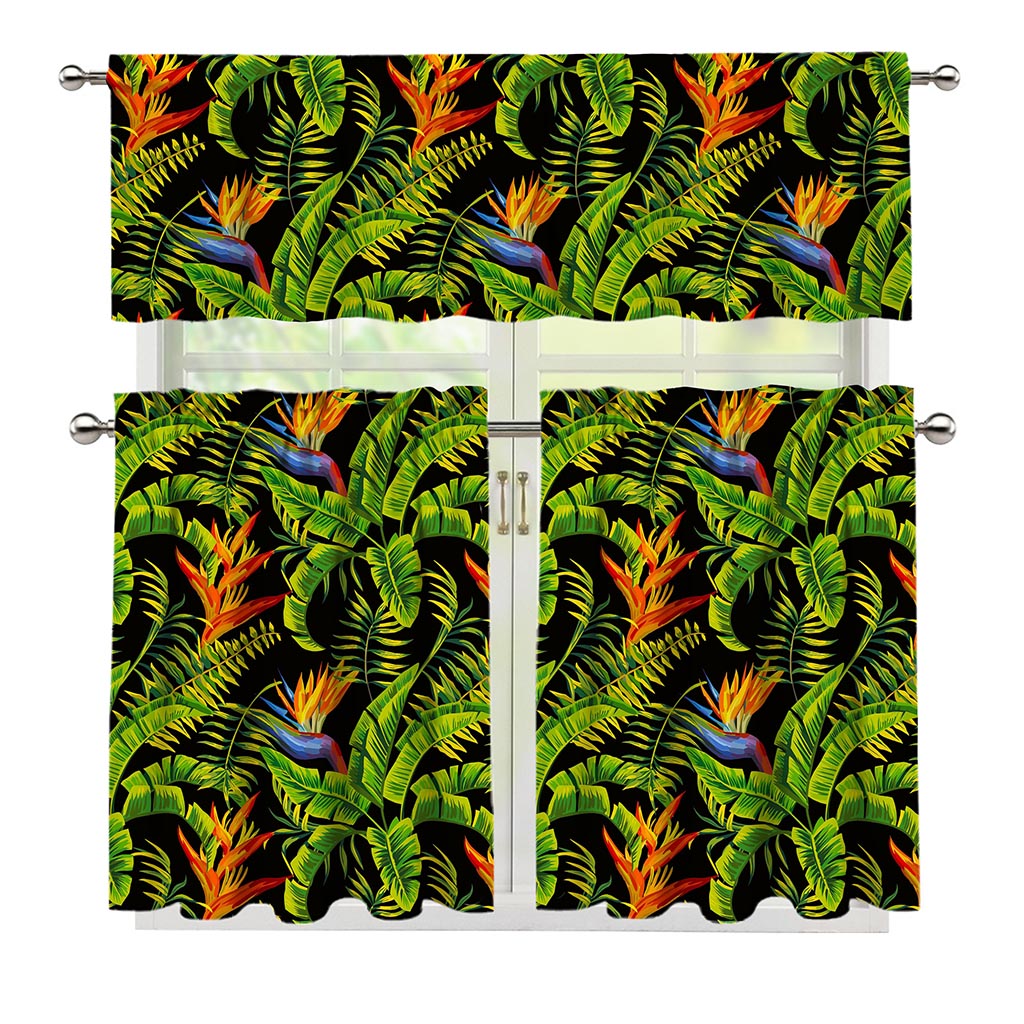 Tropical Summer Pattern Print 3 Piece Kitchen Curtains