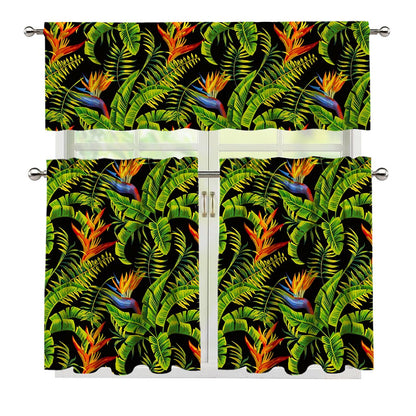 Tropical Summer Pattern Print 3 Piece Kitchen Curtains