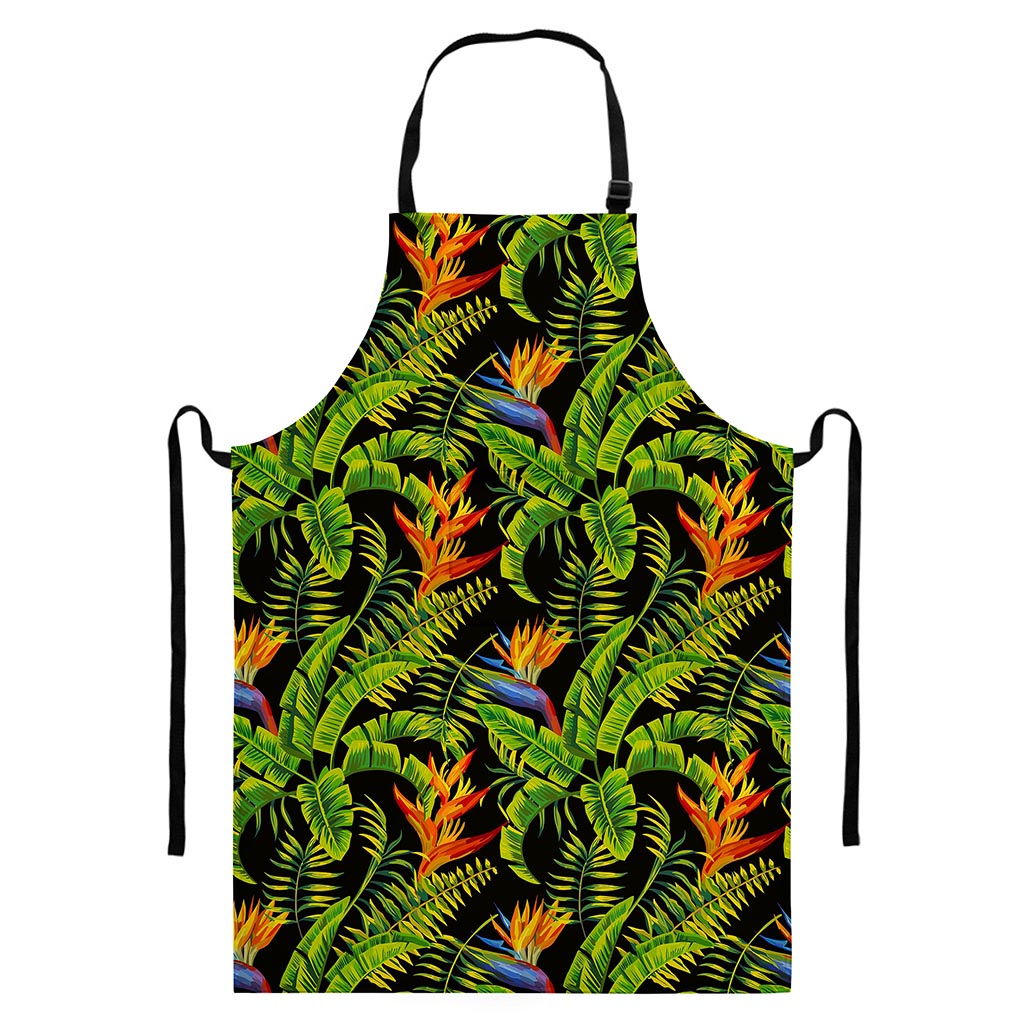 Tropical Summer Pattern Print Bib Apron With Pocket