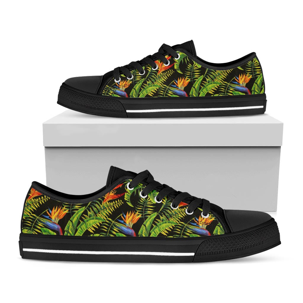 Tropical Summer Pattern Print Black Low Top Sneakers