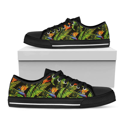 Tropical Summer Pattern Print Black Low Top Sneakers