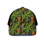 Tropical Summer Pattern Print Black Mesh Trucker Cap