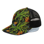 Tropical Summer Pattern Print Black Mesh Trucker Cap