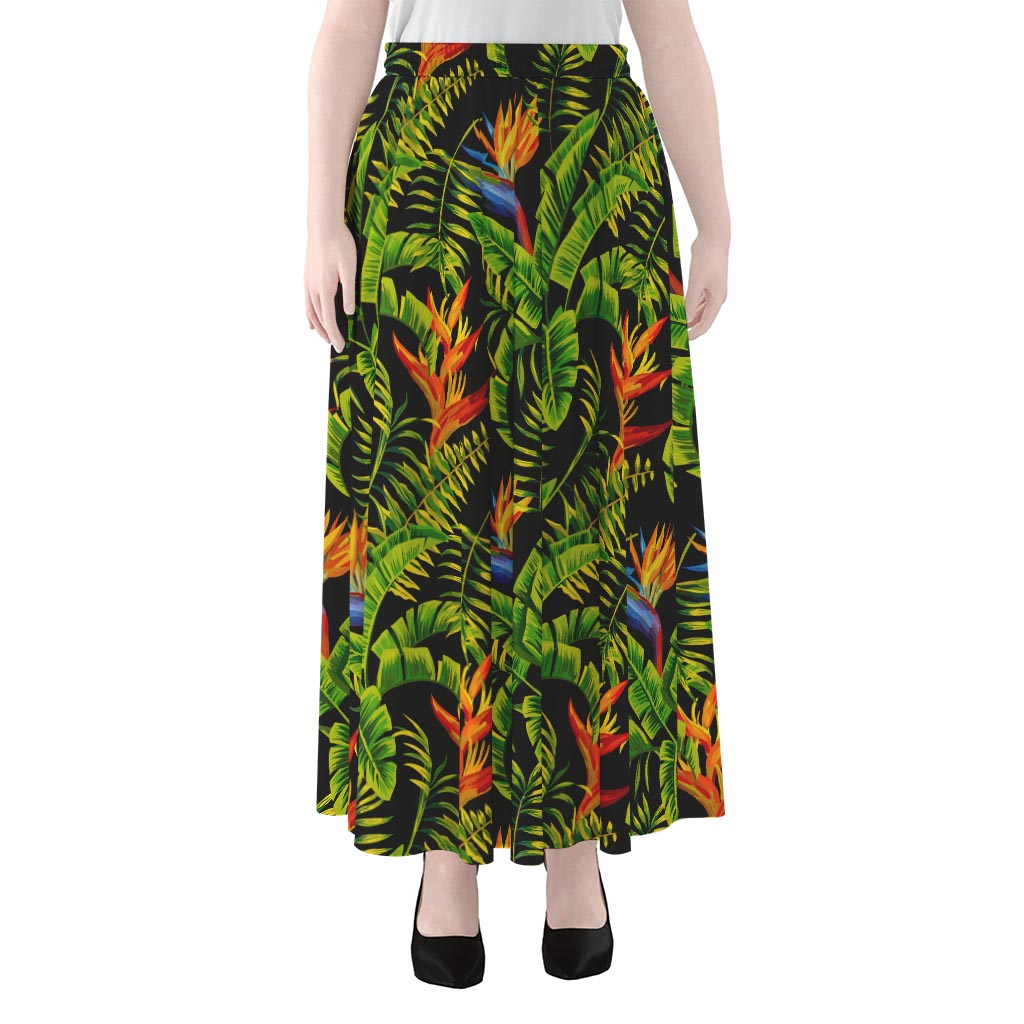 Tropical Summer Pattern Print Chiffon Maxi Skirt