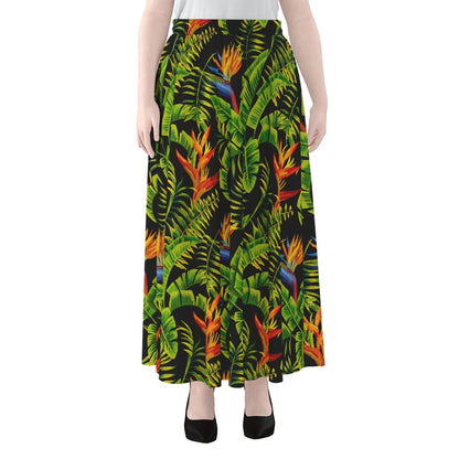 Tropical Summer Pattern Print Chiffon Maxi Skirt