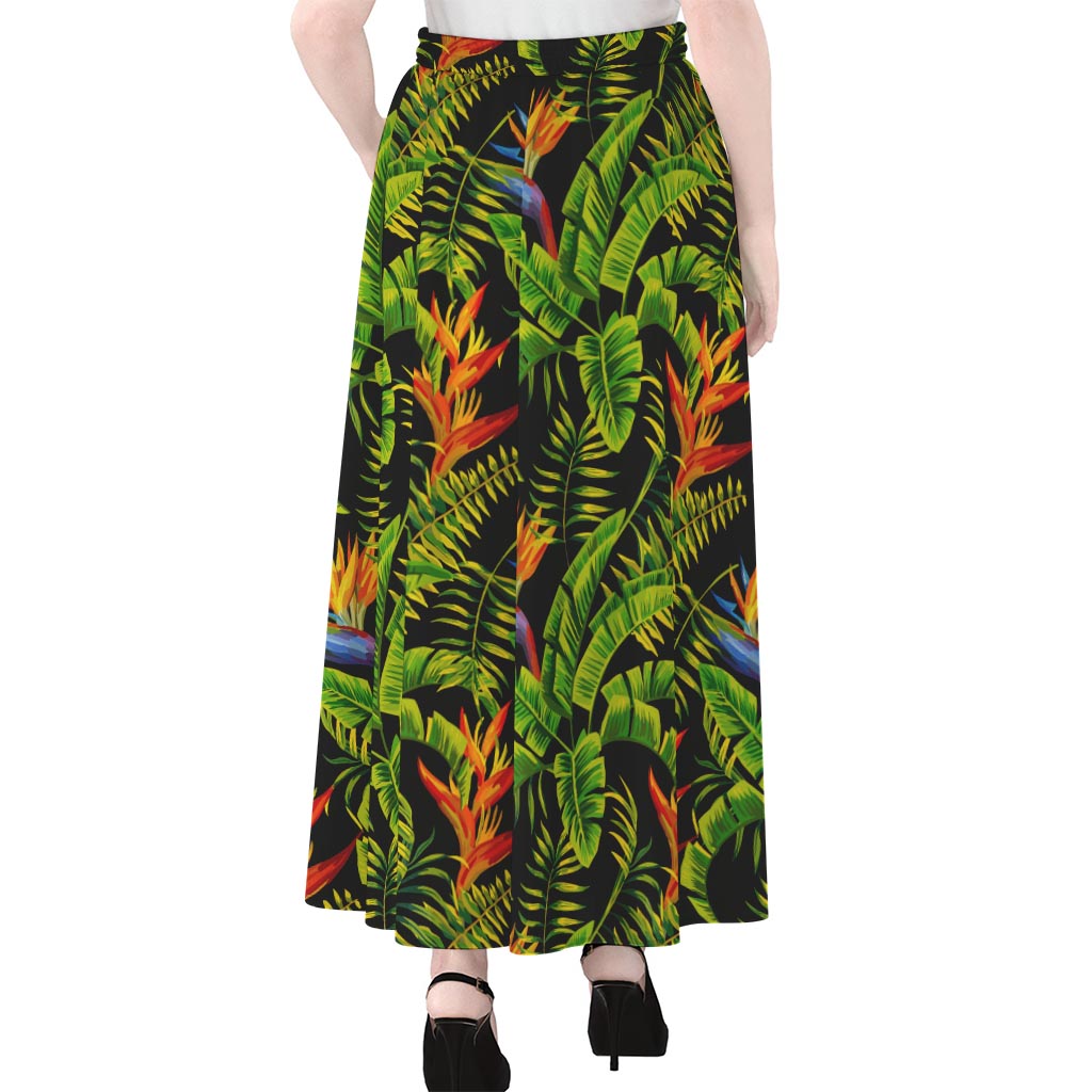 Tropical Summer Pattern Print Chiffon Maxi Skirt