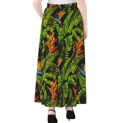 Tropical Summer Pattern Print Chiffon Maxi Skirt