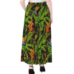 Tropical Summer Pattern Print Chiffon Maxi Skirt