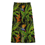Tropical Summer Pattern Print Cotton Front Slit Maxi Skirt