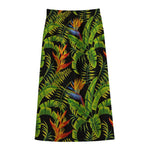 Tropical Summer Pattern Print Cotton Front Slit Maxi Skirt