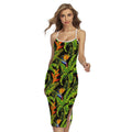 Tropical Summer Pattern Print Cross Back Cami Dress