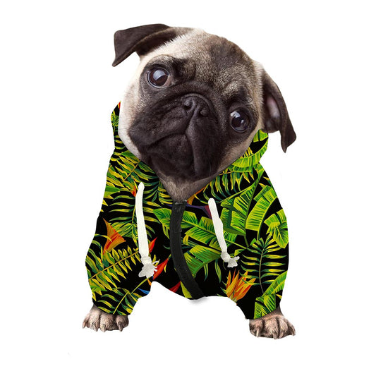 Tropical Summer Pattern Print Dog Zip Up Hoodie