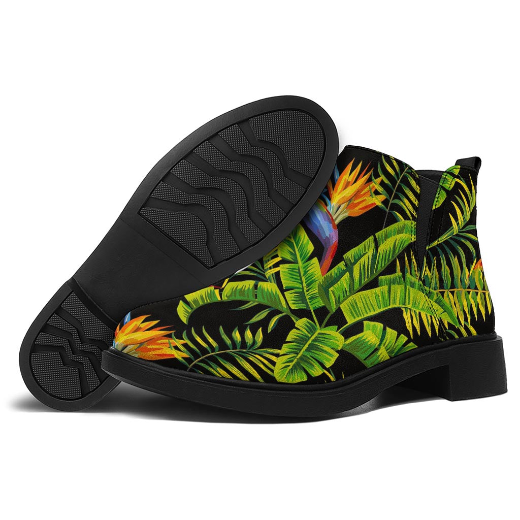 Tropical Summer Pattern Print Flat Ankle Boots