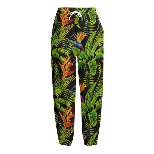 Tropical Summer Pattern Print Fleece Lined Knit Pants