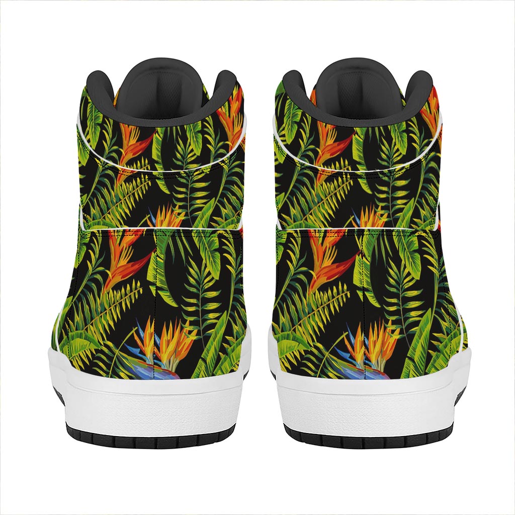Tropical Summer Pattern Print High Top Leather Sneakers