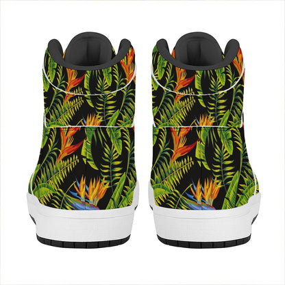 Tropical Summer Pattern Print High Top Leather Sneakers