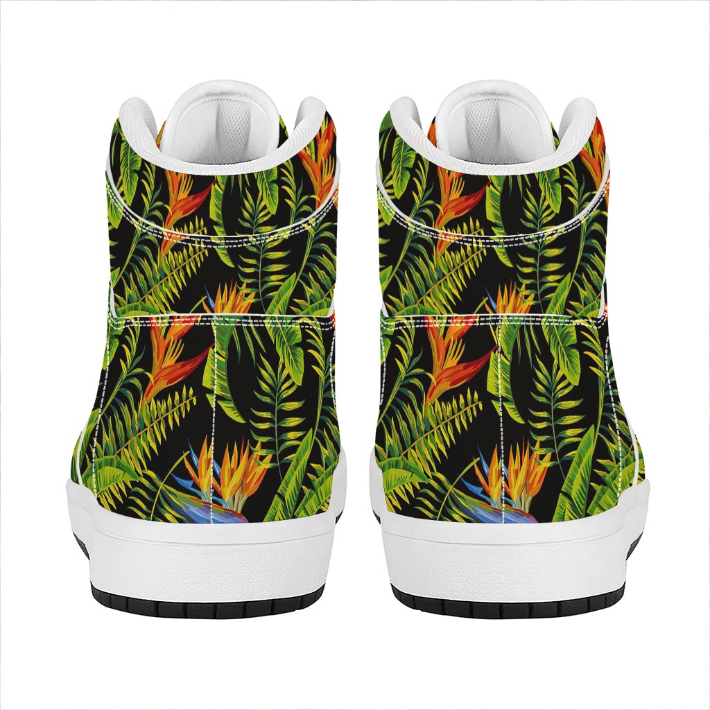 Tropical Summer Pattern Print High Top Leather Sneakers