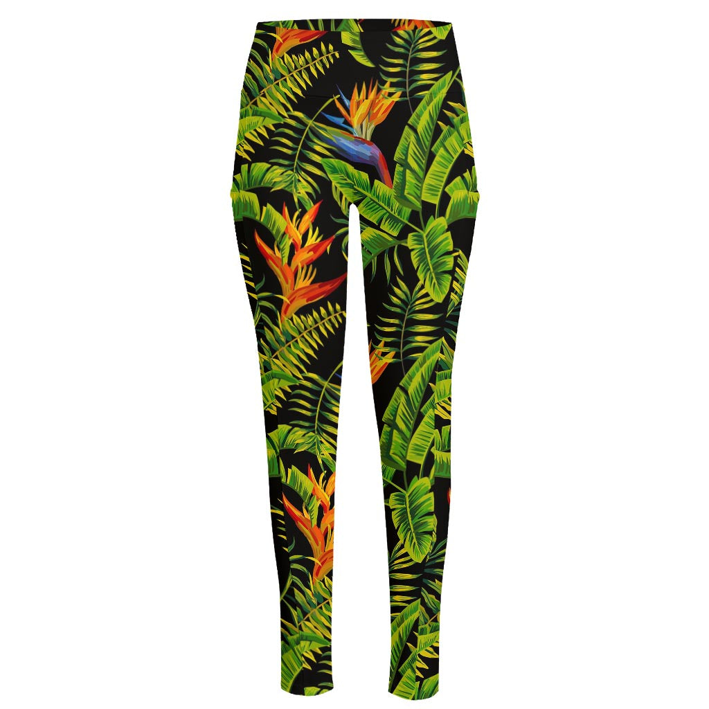 Tropical Summer Pattern Print High-Waisted Pocket Leggings