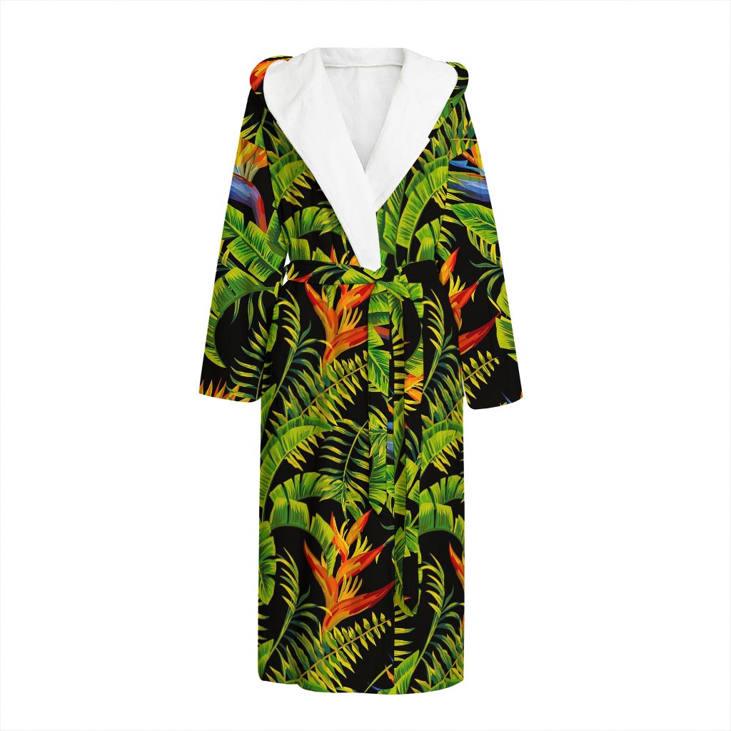 Tropical Summer Pattern Print Hooded Bathrobe