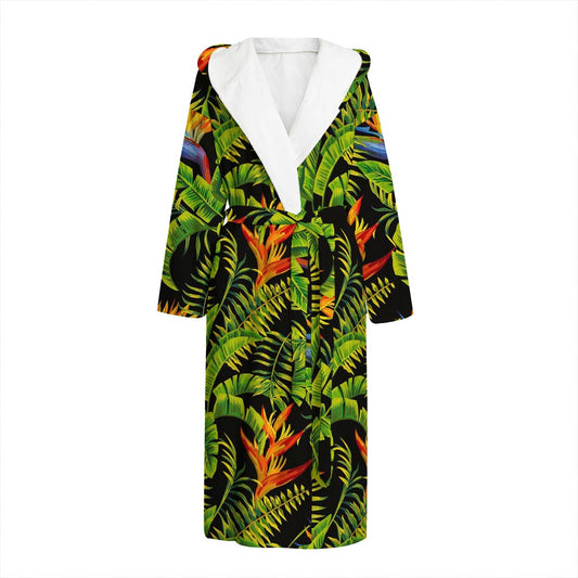 Tropical Summer Pattern Print Hooded Bathrobe