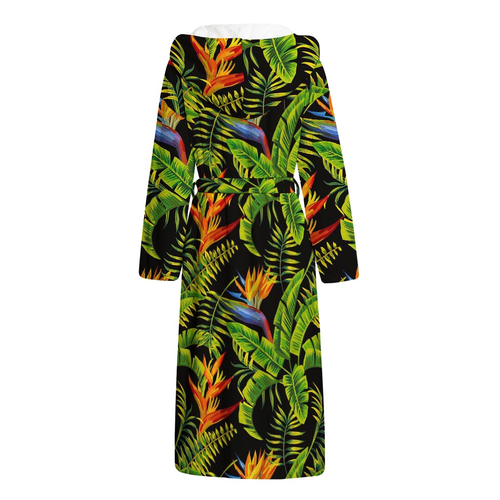 Tropical Summer Pattern Print Hooded Bathrobe