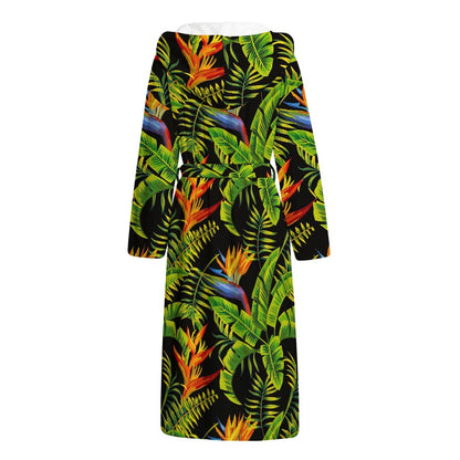 Tropical Summer Pattern Print Hooded Bathrobe