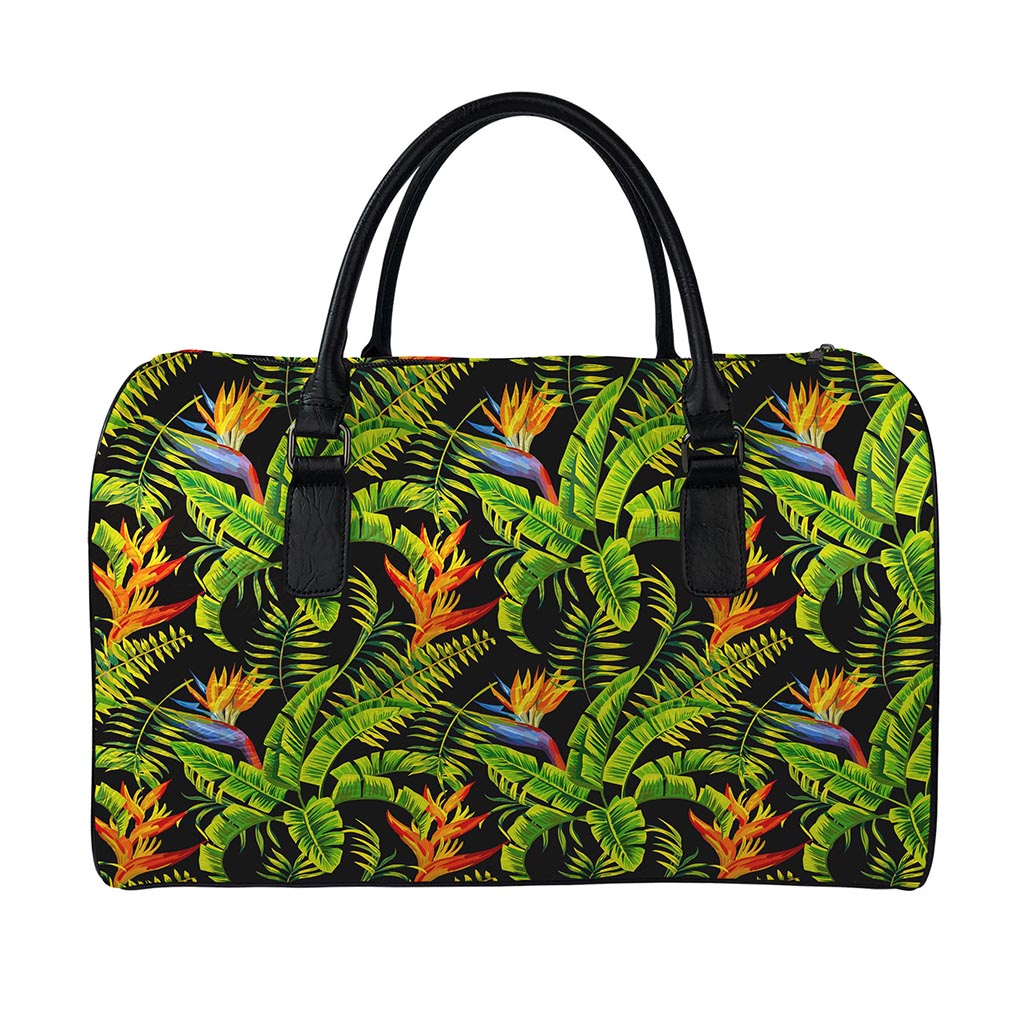 Tropical Summer Pattern Print Leather Duffle Bag