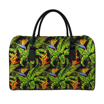 Tropical Summer Pattern Print Leather Duffle Bag