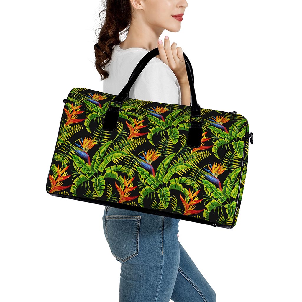 Tropical Summer Pattern Print Leather Duffle Bag