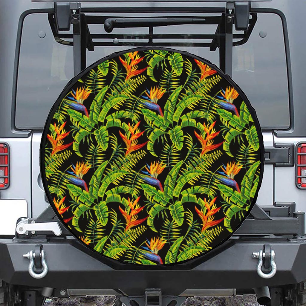 Tropical Summer Pattern Print Leather Spare Tire Cover