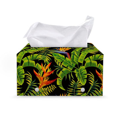 Tropical Summer Pattern Print Leather Tissue Box Cover