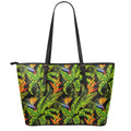 Tropical Summer Pattern Print Leather Tote Bag With Zipper