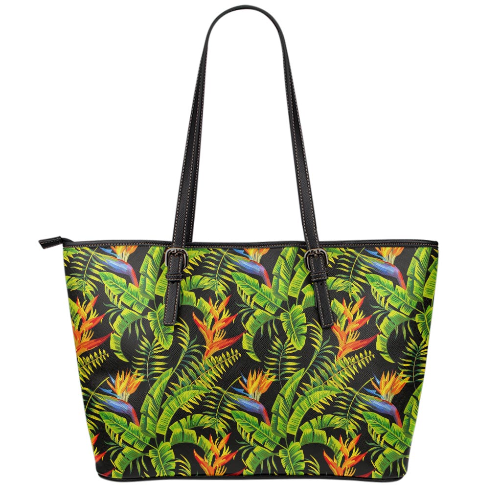 Tropical Summer Pattern Print Leather Tote Bag