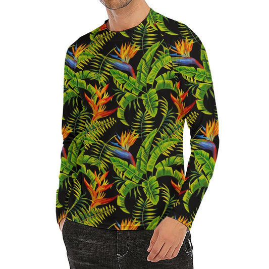 Tropical Summer Pattern Print Men's Long Sleeve Rash Guard