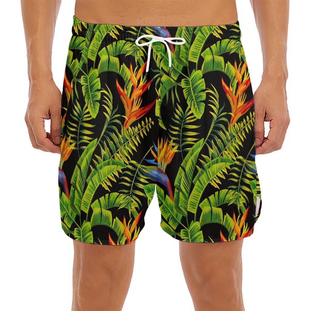 Tropical Summer Pattern Print Men's Split Running Shorts