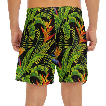 Tropical Summer Pattern Print Men's Split Running Shorts