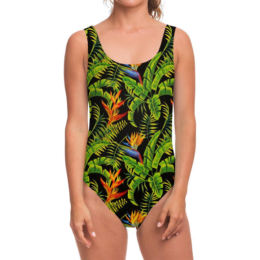 Tropical Summer Pattern Print One Piece Swimsuit