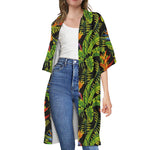 Tropical Summer Pattern Print Open Front Beach Cover Up