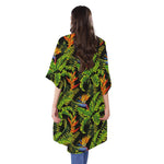 Tropical Summer Pattern Print Open Front Beach Cover Up
