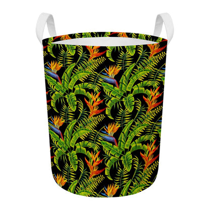 Tropical Summer Pattern Print Round Laundry Basket