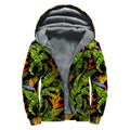 Tropical Summer Pattern Print Sherpa Lined Zip Up Hoodie
