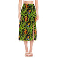 Tropical Summer Pattern Print Side Slit Midi Skirt