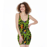Tropical Summer Pattern Print Sleeveless Bodycon Dress