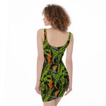 Tropical Summer Pattern Print Sleeveless Bodycon Dress