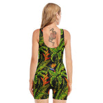 Tropical Summer Pattern Print Sleeveless One Piece Swimsuit