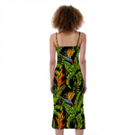 Tropical Summer Pattern Print Slim Fit Midi Cami Dress